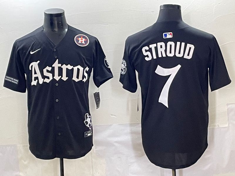 Men 2025 Houston Astros 7 Stroud Black Five generations Joint Name Nike MLB Jersey style 16